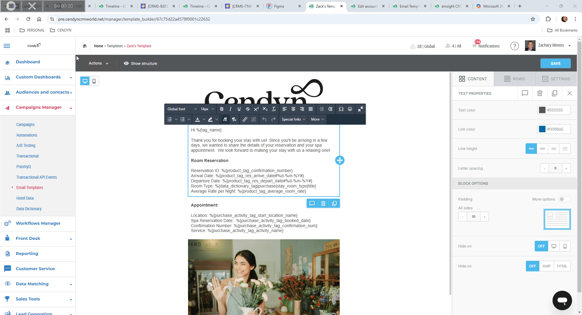 gif showing how to make use of the tags in your email template