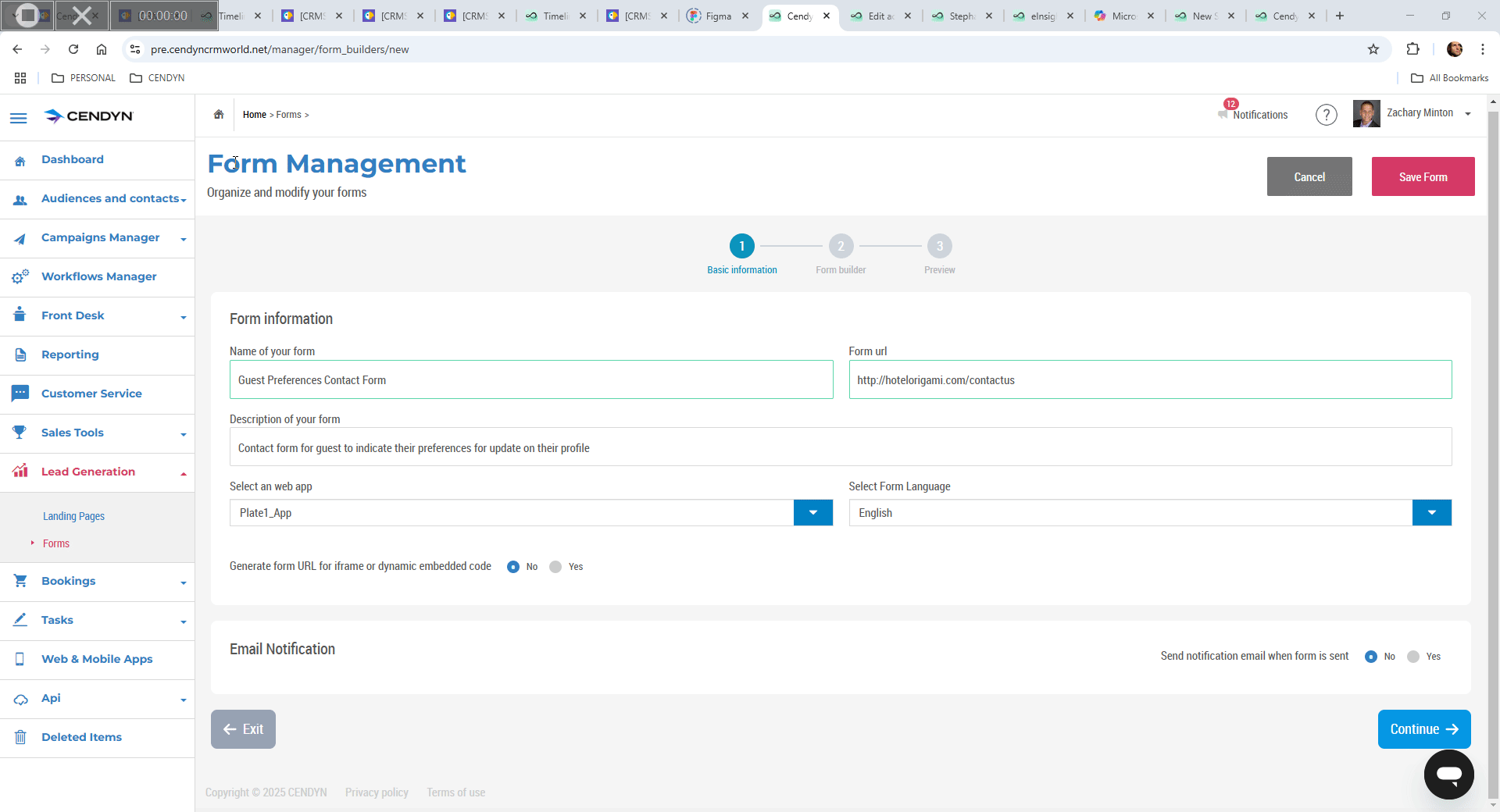gif showing steps to add pre-configured preferences to a webform