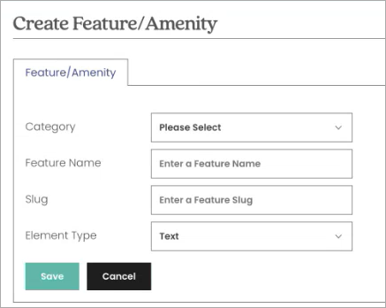 Create Feature/Amenity pop-up 