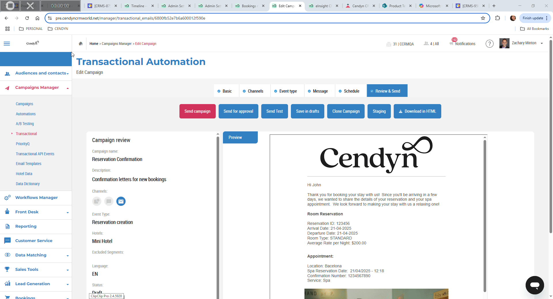 Steps to take to put email into new Staging mode in Cendyn CRM