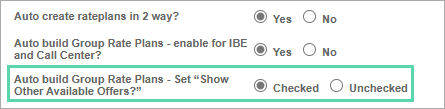 new option to control whether “Show Other Available Offers?” should be enabled for auto-created group rate plans